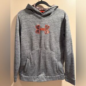 Under Armour Heather Gray Hoodie with Bold Orange Emblem